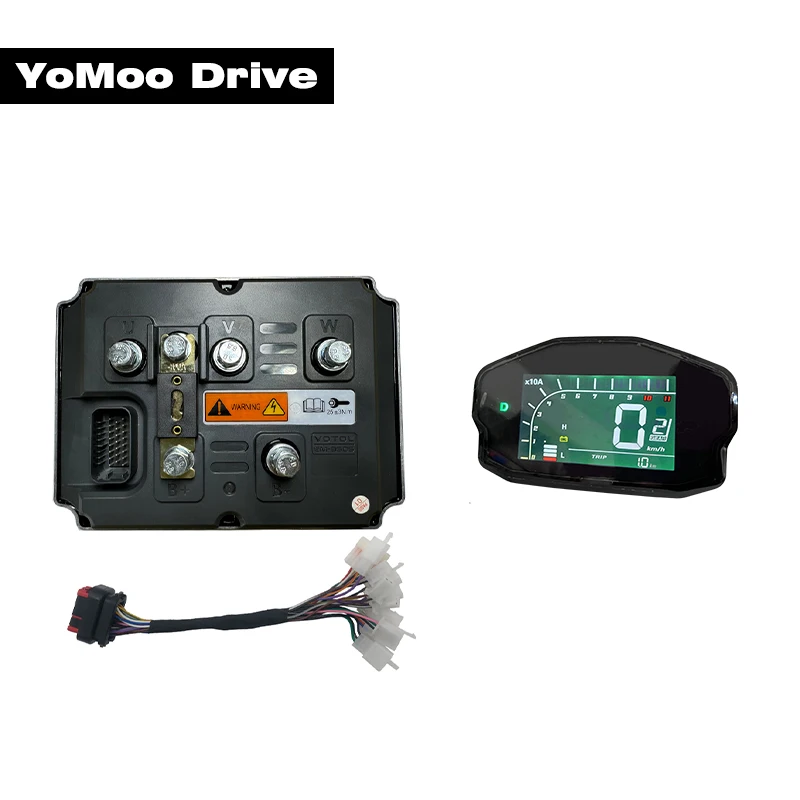 LANDE/VOTOL EM350S 72V Peak 1300A 10KW-12KW BLDC Sine Wave Controller With DKD LCD Speedometer For QS In-Wheel Mid-Drive Motor