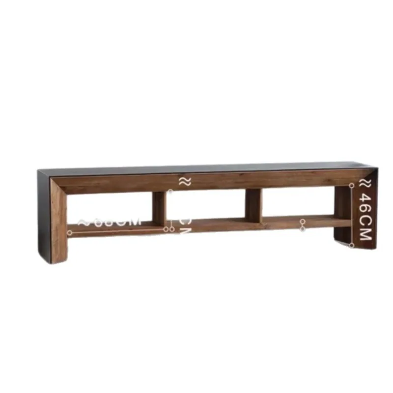Color matching solid wood floor-to-ceiling TV cabinet, living room side cabinet, locker, log simple bookcase, hotel low