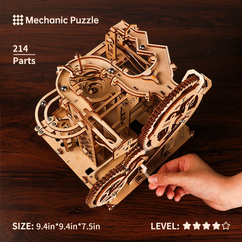 Puzzle kayu 3D, Kit blok bangunan lari marmer DIY Model meja dekorasi mainan Puzzle pendidikan hadiah ulang tahun untuk remaja dewasa