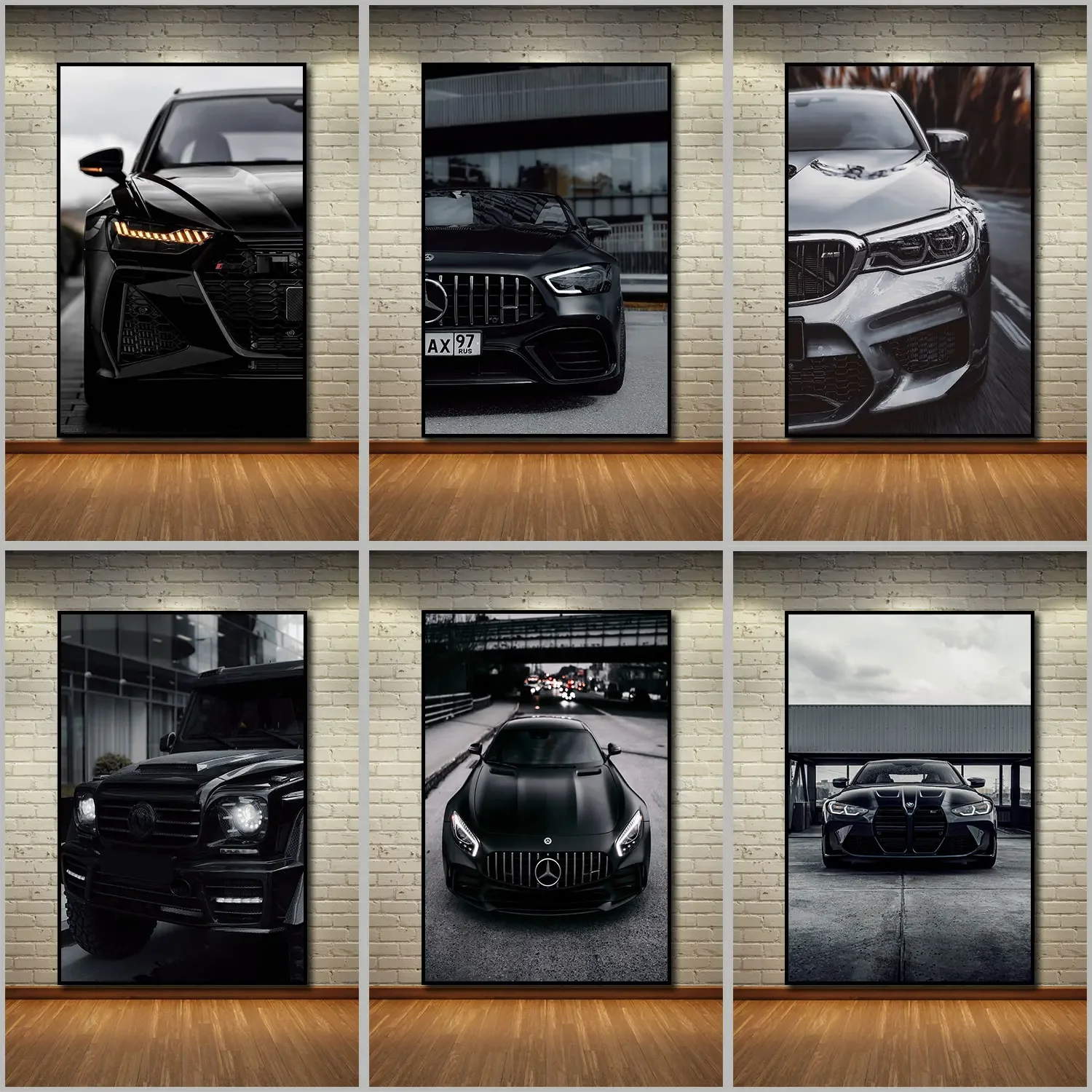 Black Simple Wall Art Industrial Style AMG RS6 M4 Luxury Car HD Poster Print Home Bedroom Living Room Decoration