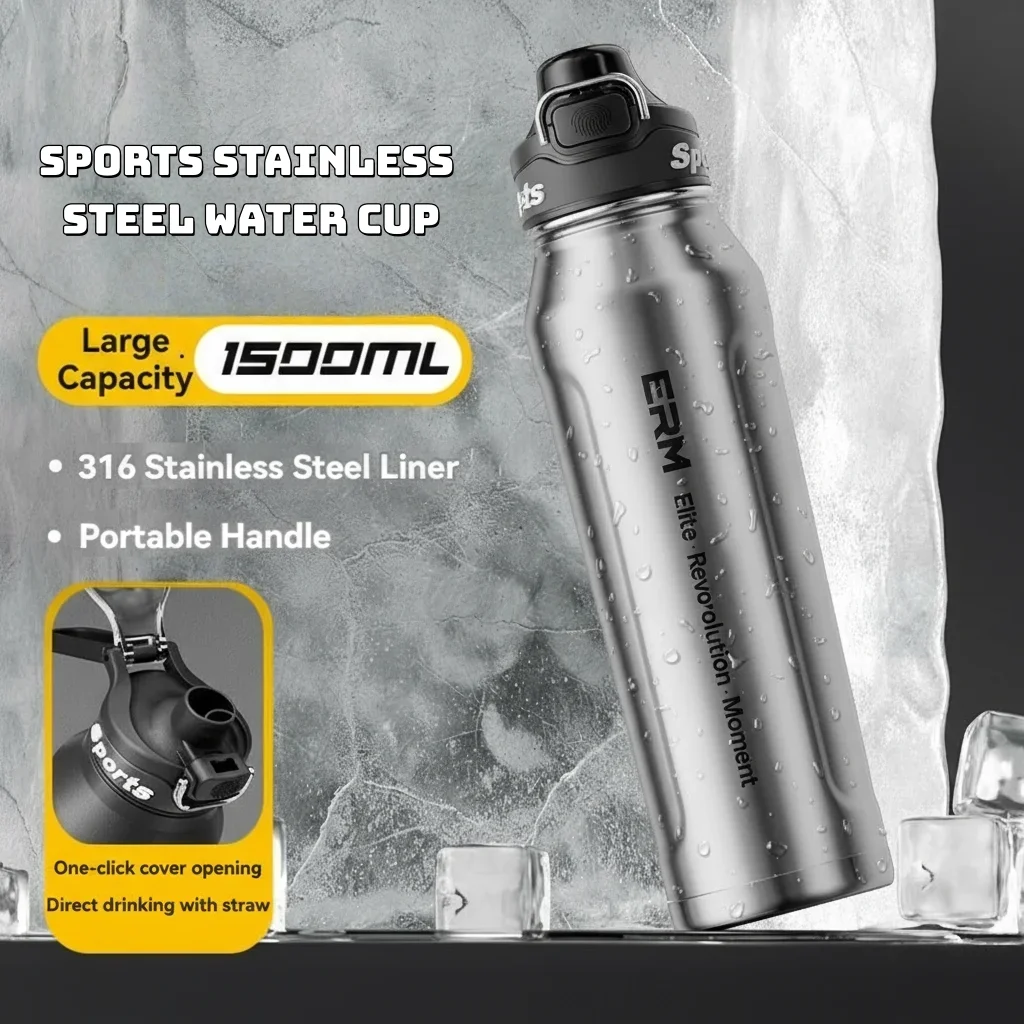0.7-1.5L Thermos Water Bottle Stainless Steel Vacuum Flasks Keep Cold Hot Water Coffee bottles Portable Sport Gym Kettles gifts