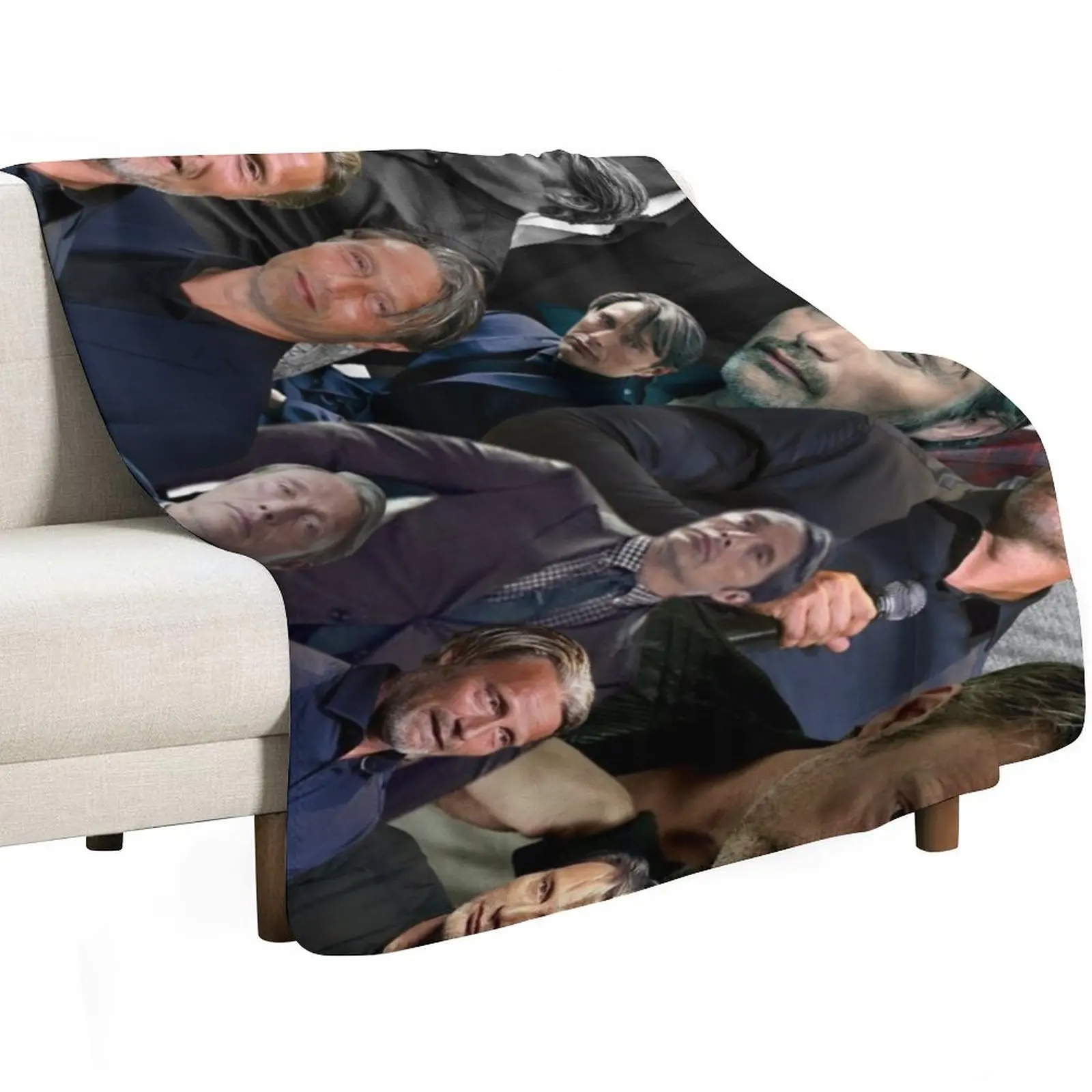 mads mikkelsen photo collage Throw Blanket Flannel Fleece Soft Warm Throw Blanket