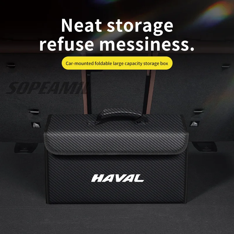 Car Trunk Leather Storage Box Foldable Stowing Tidying Bag For HAVAL H6 JOLION HEV H3 H2 F7 H9 H5 M4 GWM DARGO X-DOG Accessories