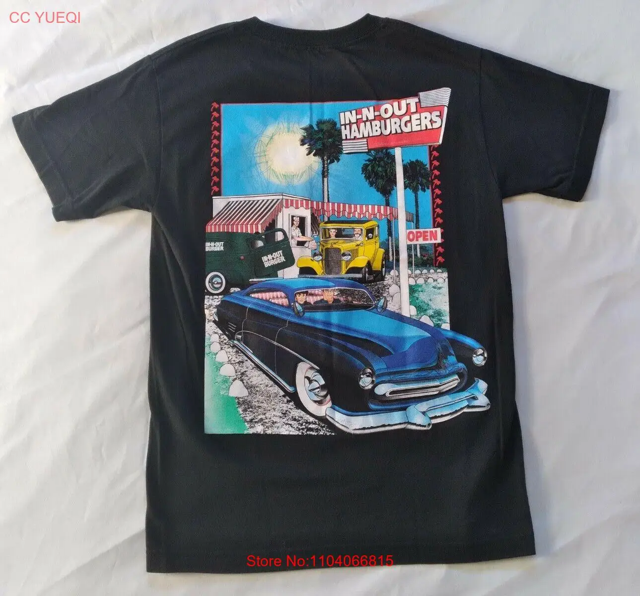 Camiseta negra in-n-out para hombre, talla pequeña S, camisa americana de Muscle Car