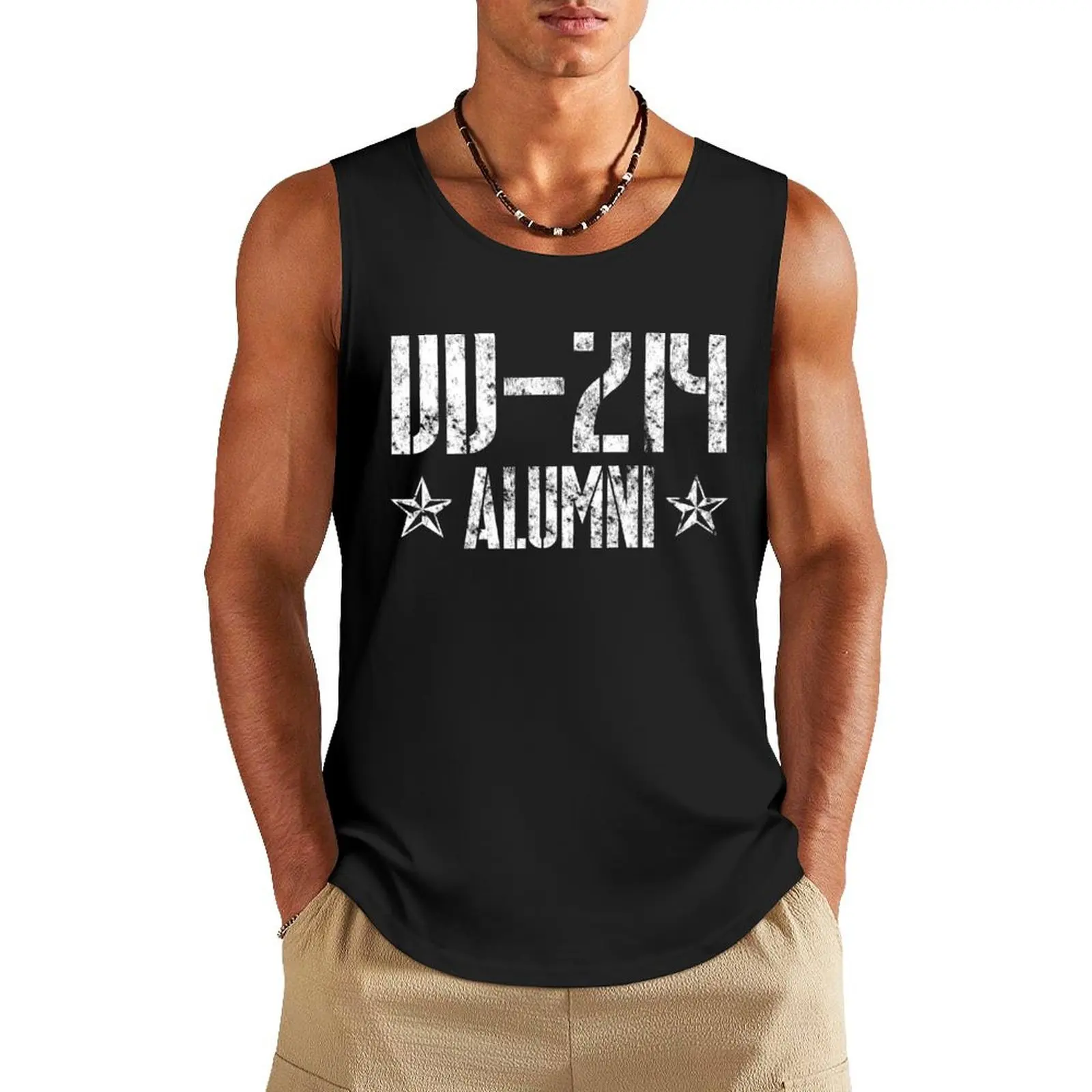 

DD-214 Alumni In White Shirt Distressed Veteran Gear Tank Top sports t-shirts for men Muscle fit muscle t-shirt Top