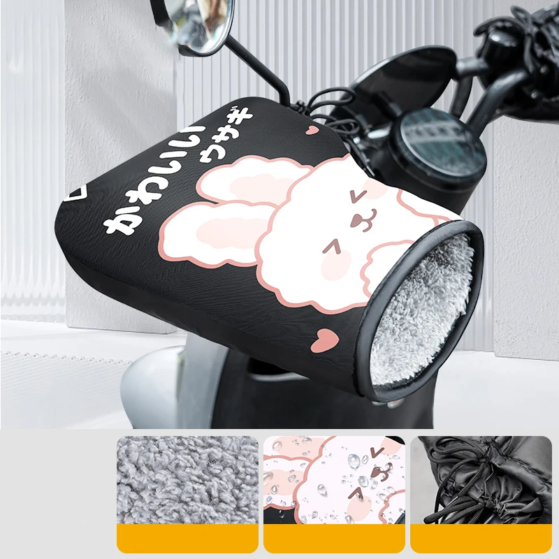 

Winter Motorcycle Handlebar Muffs Protective Motorcycle Scooter Thick Warm Grip Handle Bar Muff Rainproof Warmer Cartoon Gloves