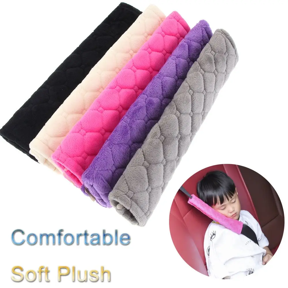 2Pcs Car Shoulder Pad Solid Color Soft Plush Seat Safety Belt Covers Cushion Car Interior Accessory Grey/Pink/Purple/Black/Beige