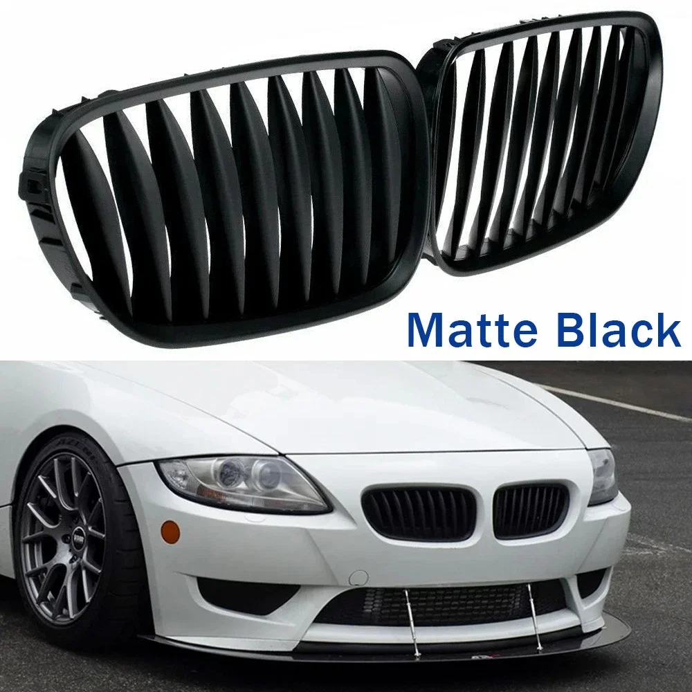 For BMW Z4 E85 E86 Coupe 2003-2008 51117117757 51117117758 2Pcs Car Front Bumper Kidney Grille Hood Racing Grills Glossy Black