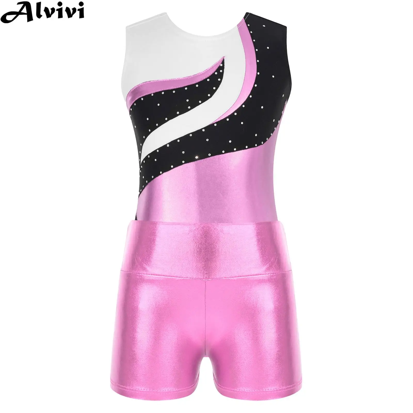 

Children Girls Sleeveless Ballet Dance Leotard with Shorts Gymnastics Skating Stage Performance Dancewear Sportswear Swimwear