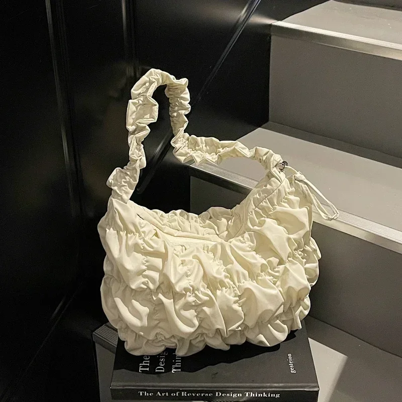 

Zipper Solid Popularity Personality Crossbody Bags for Women 2026 High Quality Sense of Luxury Wrinkles Cloth Shoulder Bags