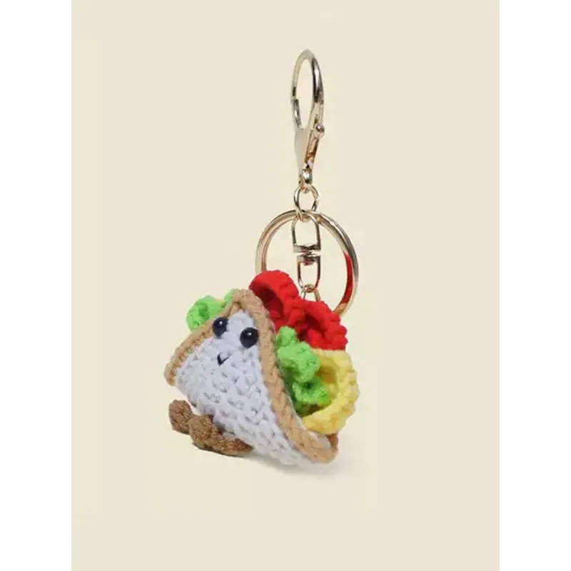 2026 New Cute Hand-knitted Sandwich Pendant Breakfast Toast Slices Wool Crochet Decoration Bag Pendant Keychain Accessories