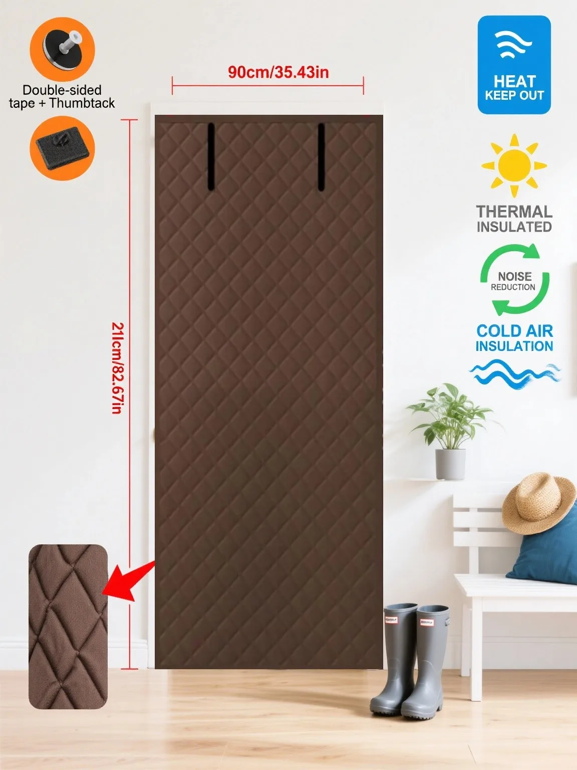 1 heavy-duty cold and stormproof door curtain, easy to roll up and store, durable polyester material, sturdy construction