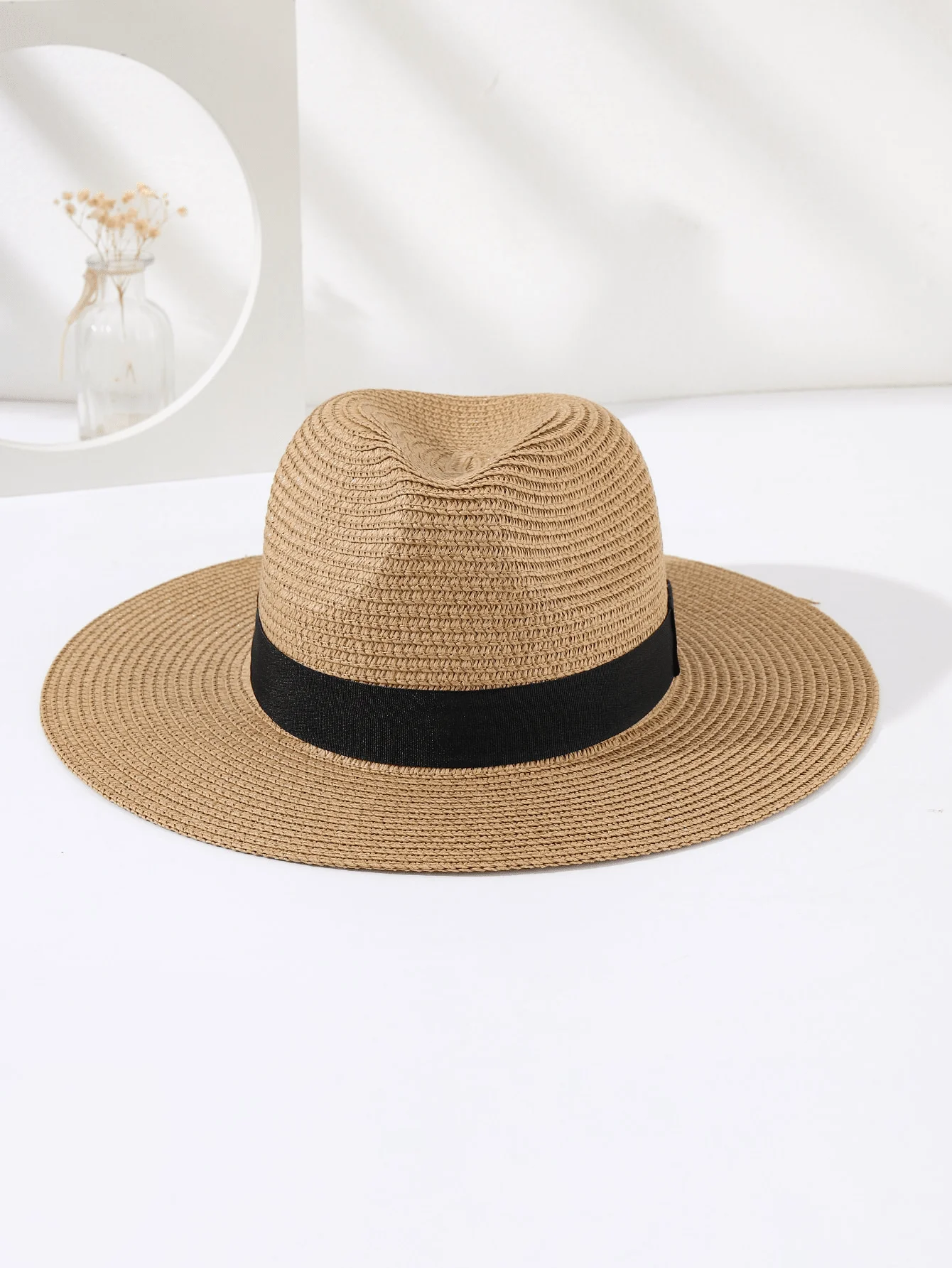 Summer collapsible large eaves custom logo straw hat eco-friendly breathable outdoor beach sunshade wide brim straw hats