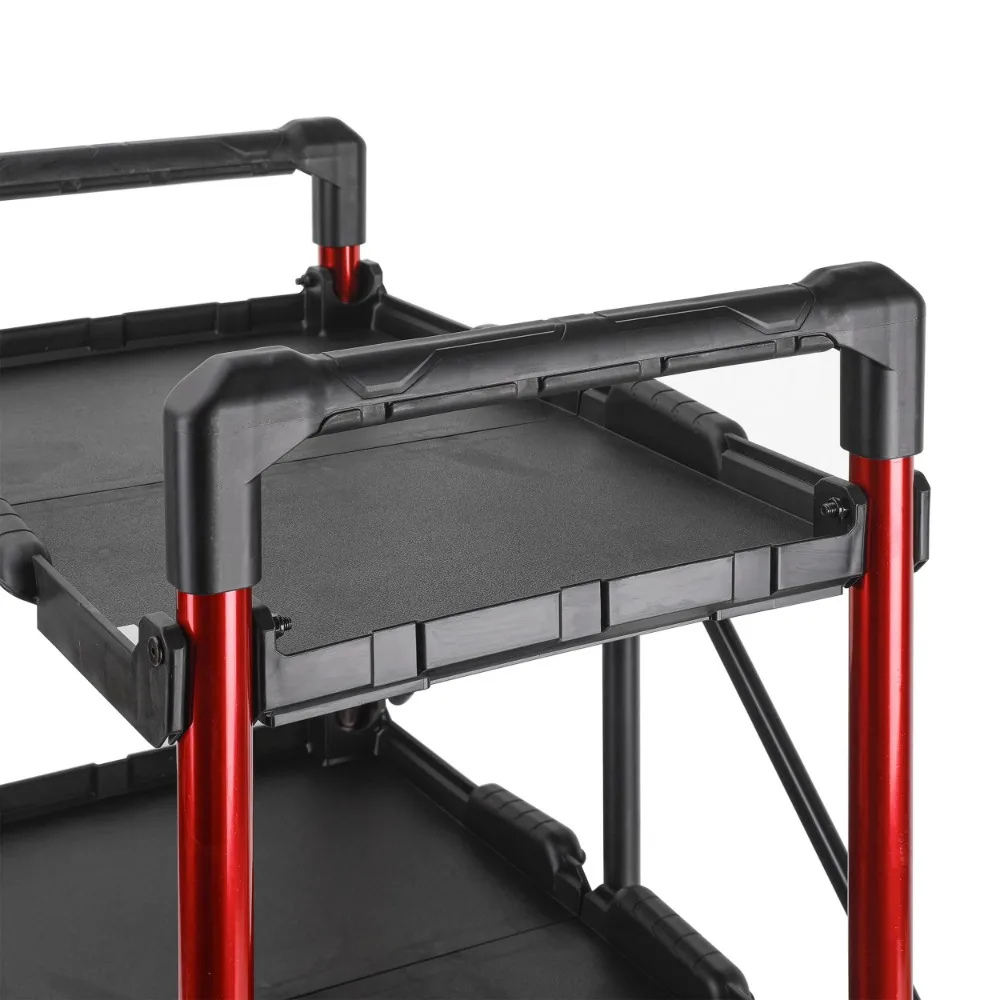 Collapsible 3-Shelf Utility Tool Cart, Black