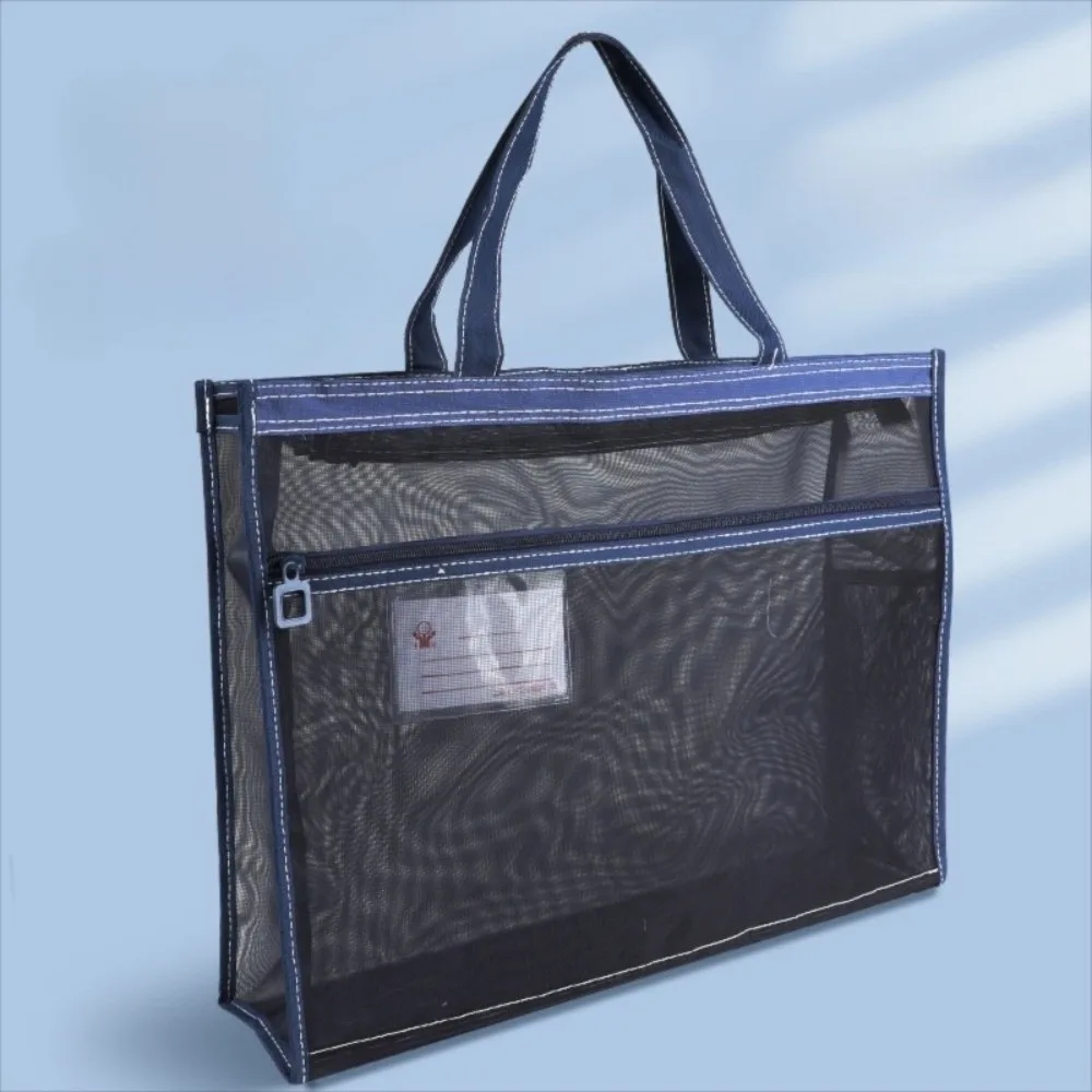 

Mutli-Purpose A3 Zipper Pouch Bag Large-capacity Canvas Multi-layer File Organizer Mesh with Handle Painting File Holder School