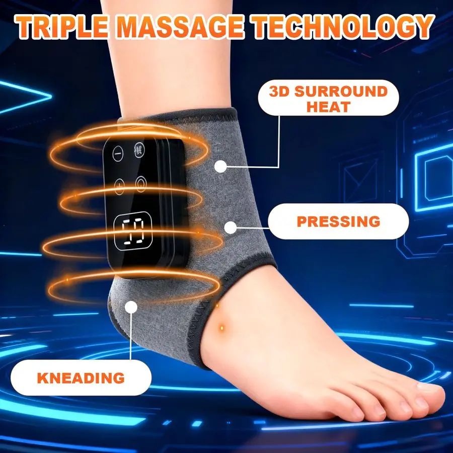 

Ankle Massager, Rechargeable Foot Massager Heated Wrap Relieve Ankle Discomfort, 5 Vibration Modes amp 5 Heat Level Grey