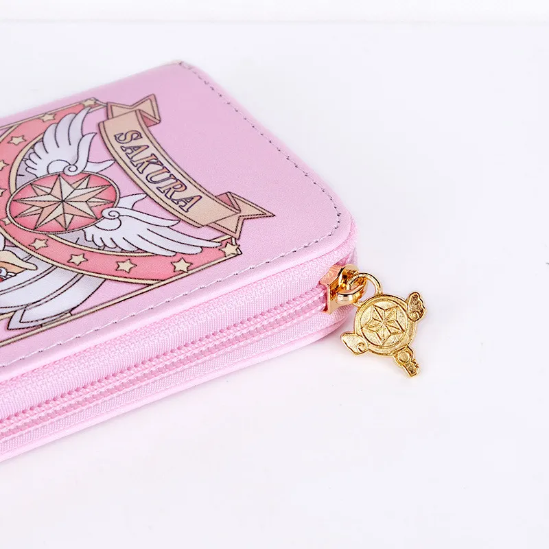 Card Captor Sakura Anime Star Moon Long Zip Wallet Wing Cosplay Handheld  Kawaii PU Wallet Cartoon Print Zero Wallet Student Gir