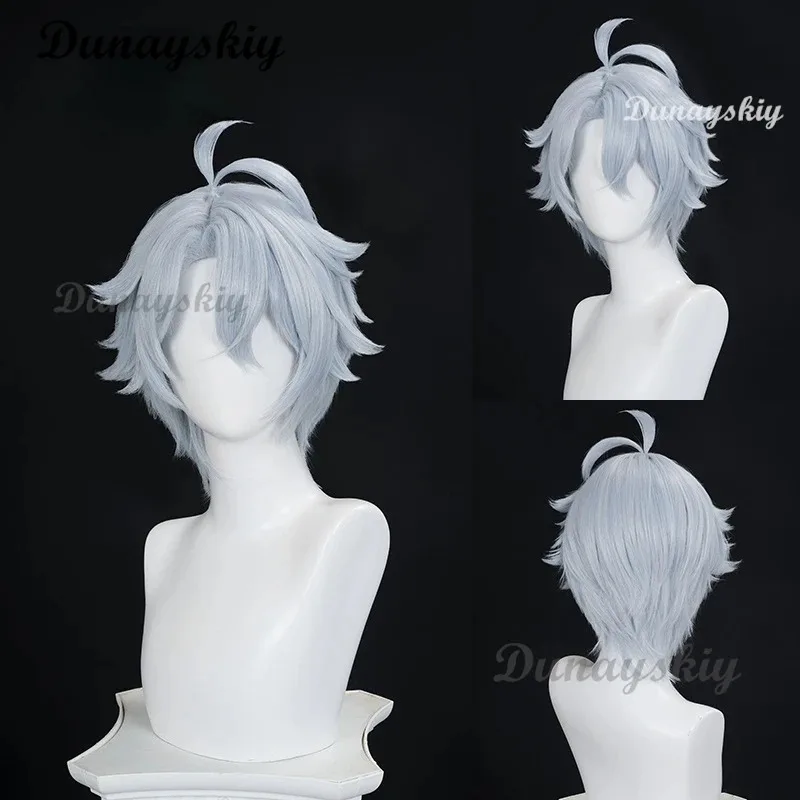 2025 11 Phainon 27 سنتيمتر قصيرة الفضة والأزرق الشعر هونكاي ستار السكك الحديدية لعبة تأثيري الباروكات مقاومة للحرارة شعر مستعار اصطناعي تخصيص