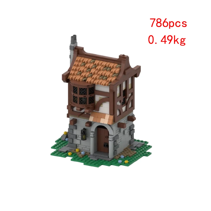 Spot MOC-121307 Small Medieval Residence Small Grain Assembling Building Blocks Building Model Toy