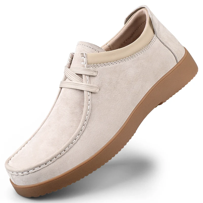 2026New Men Coffee Suede oxfords Skateboarding Outdoor Durable Cow Suede Leather Casual Walking Style Shoes Men Footwear