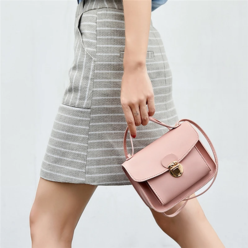 Ladies Shoulder Bags New Cute Square PU  Hot Sale Girls Small Bag Pure Color Casual Fashion Small Square Bags Diagonal Handbag