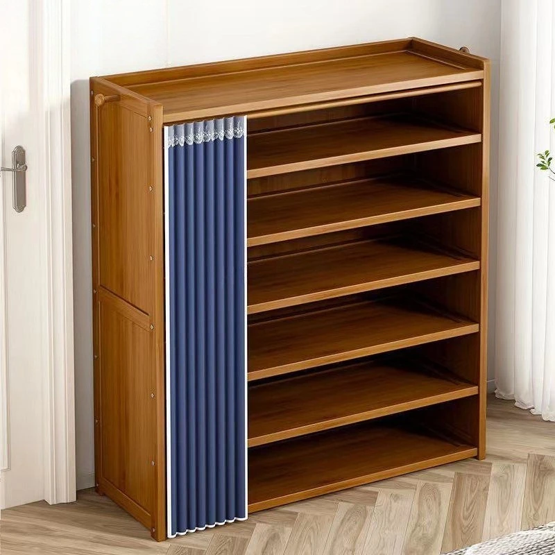 Bamboo Shoe Cabinet Dustproof Storage, Large Capacity Shoe Rack Organizer, Multi Layer Floor Standing Home Shoe Cabinet
