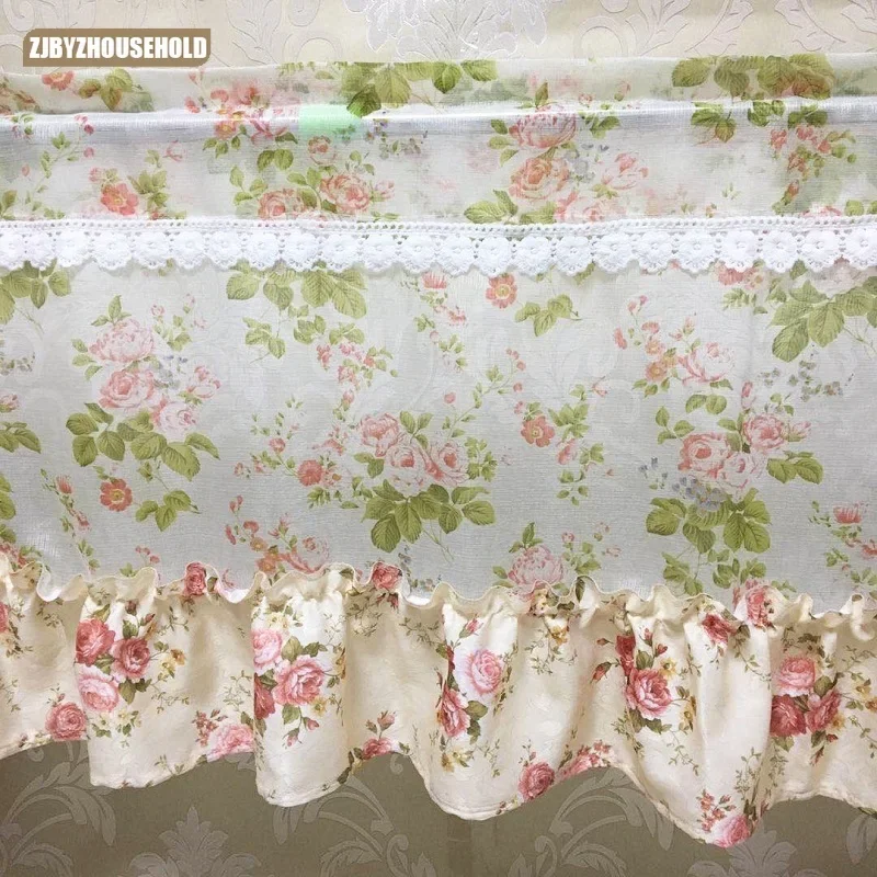 

Kitchen Window Coffee House Short Curtains American Rural Study Dust Proof Curtains Yarn Stitched Up Semi-shading finished