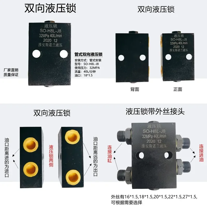 for Two-way Cylinder Hydraulic Lock Balance Valve Check Valve Protection Cylinder Pressure Check Safety Pressure Retaining
