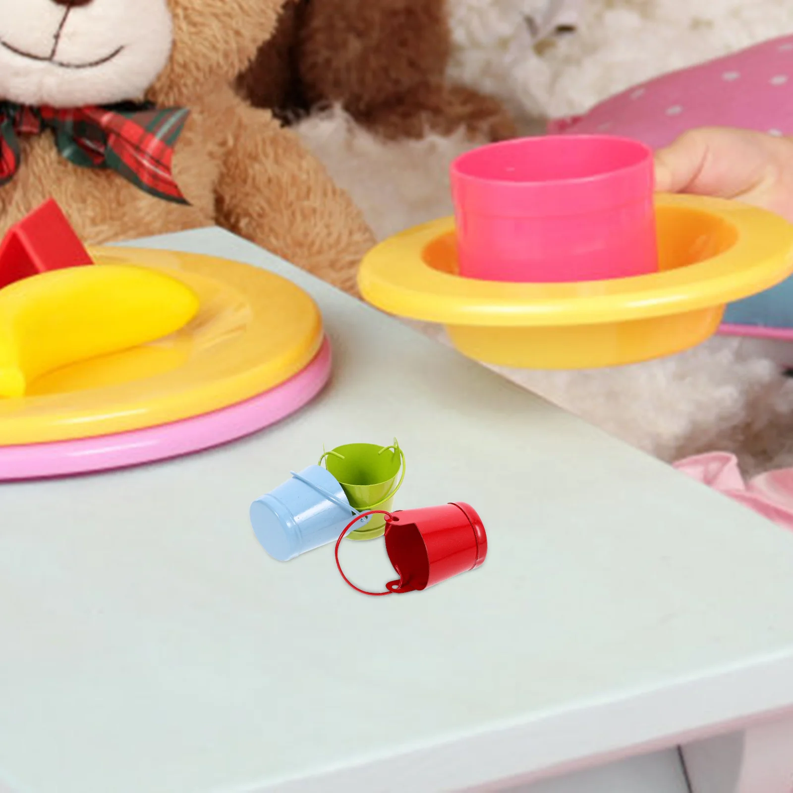 4pcs 4 Pieces Accessories Mini Buckets Accessory for Tin Flower Decorative Pail Pots