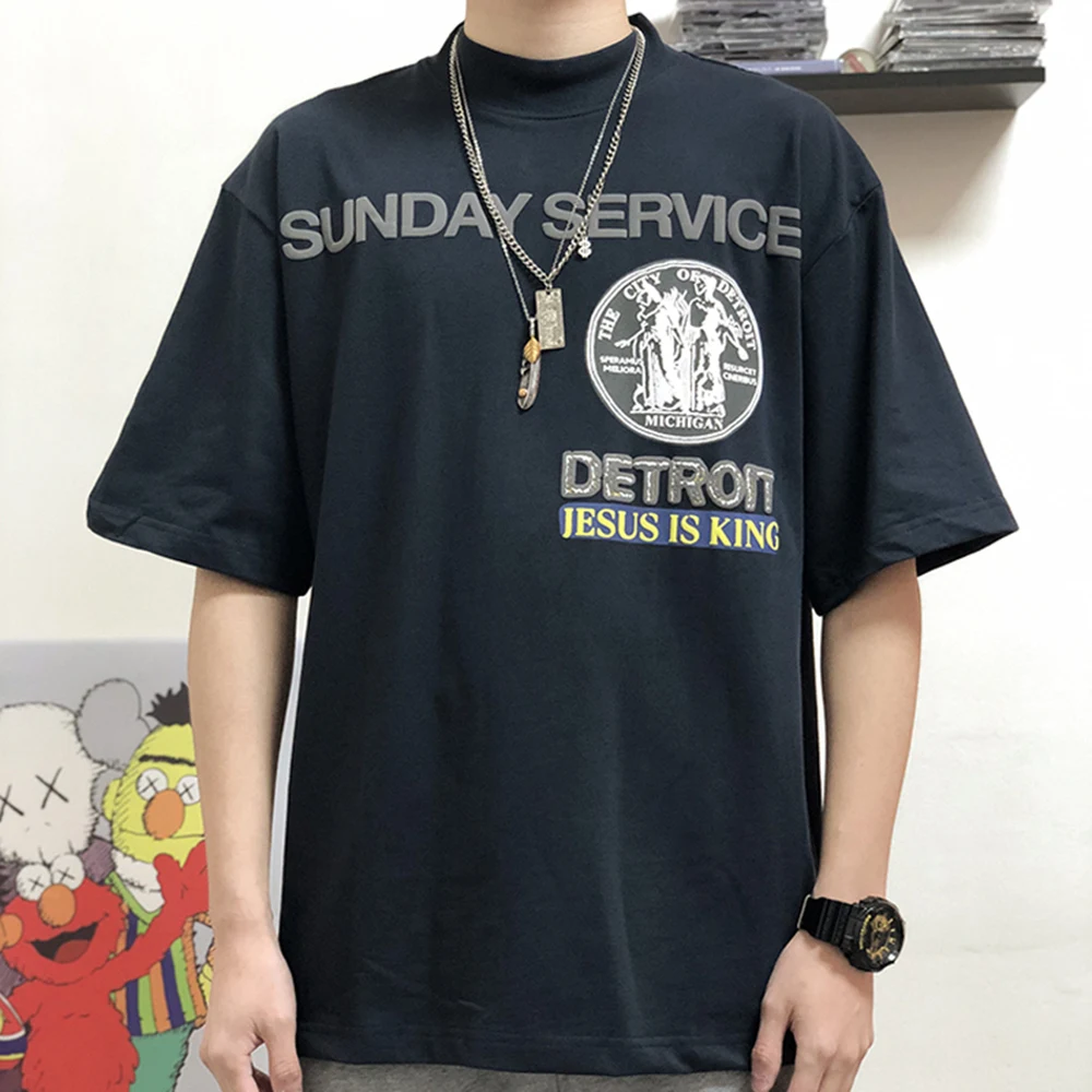 Frog drift Streetwear Kanye West Sunday Service Jesus Is King Oversized Summer Loose Cotton Tee Tops T shirt for men