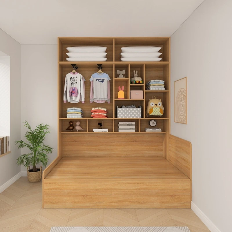 tatami bed cabinet integrated space saving bedroom wardrobe combination bed