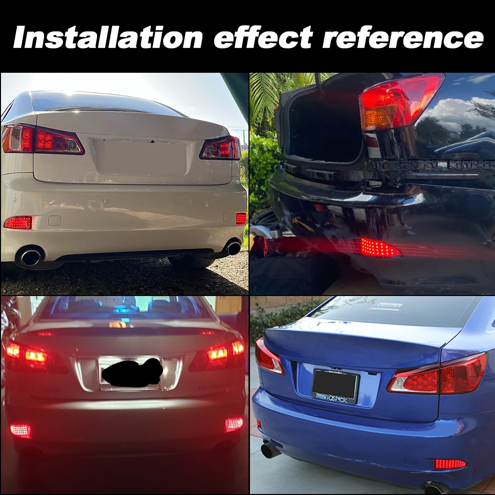 

2×for Lexus MKII/IS250/220d/200d 05-14/IS350(XE20) LED Rear Bumper Brake Lamp Reflector Parking Tail Signal Indicator Fog Lights