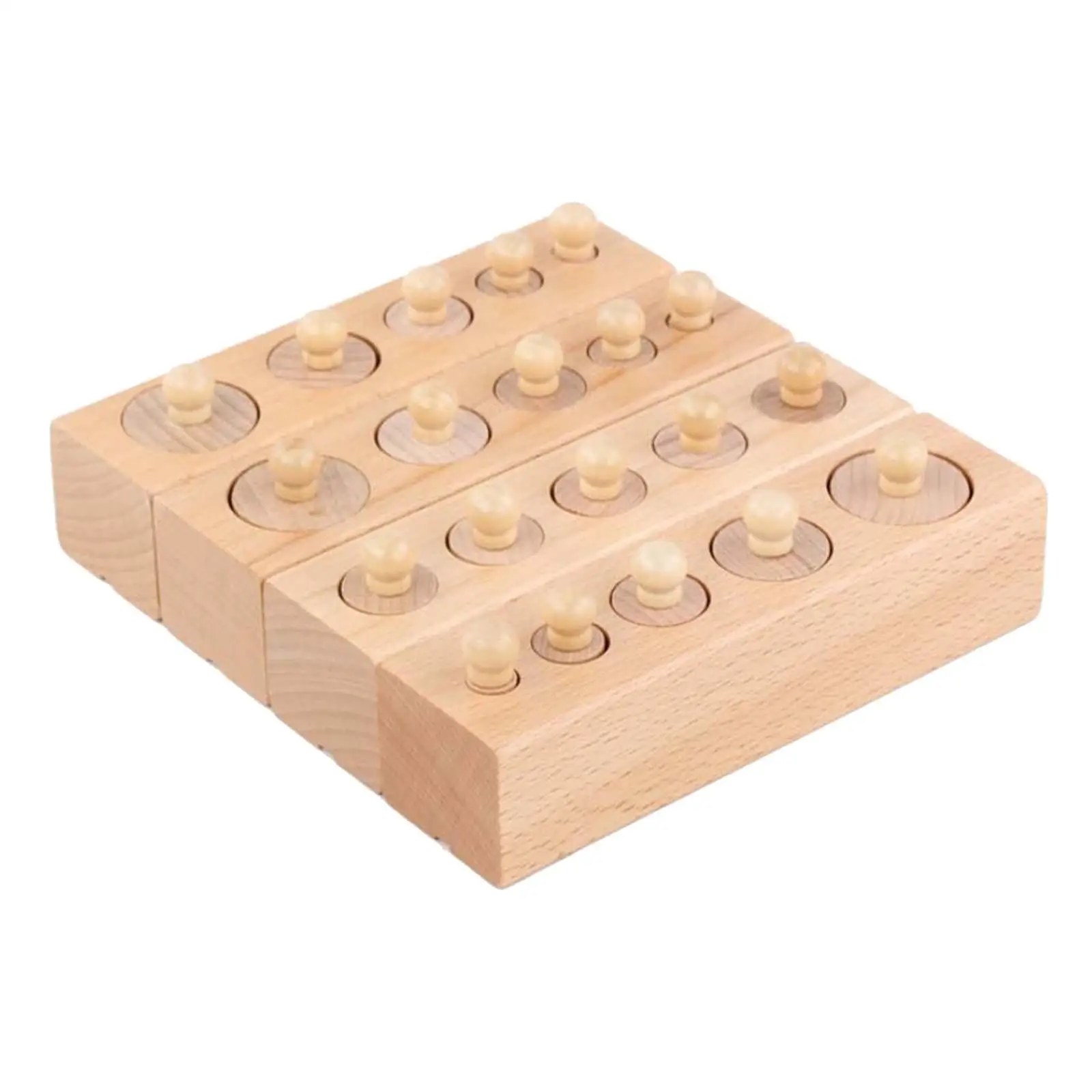 4 Pieces Wooden Knob Log Cylinder Blocks Patterning Early Development Board Game Cylinder Ladder Blocks Toddlers Childern