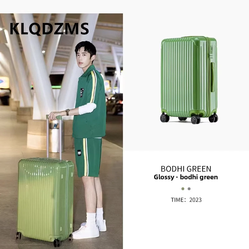 

KLQDZMS Handheld Travel Suitcase ABS+PC Boarding Case USB Charging Trolley Case 20"22"24"26"28 Inch Women's Carry-on Luggage