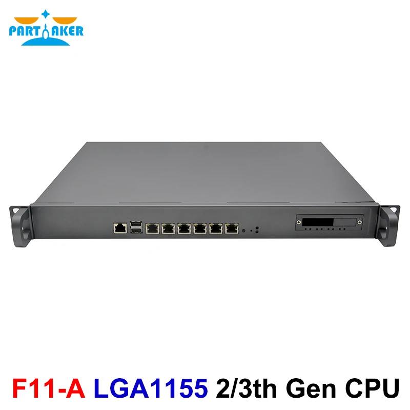 Partaker 1U Firewall alat keamanan jaringan Intel Core i3 3250 i5 3570 i7 7700 dengan 6 LAN 2 SFP OPNsense Pfsense