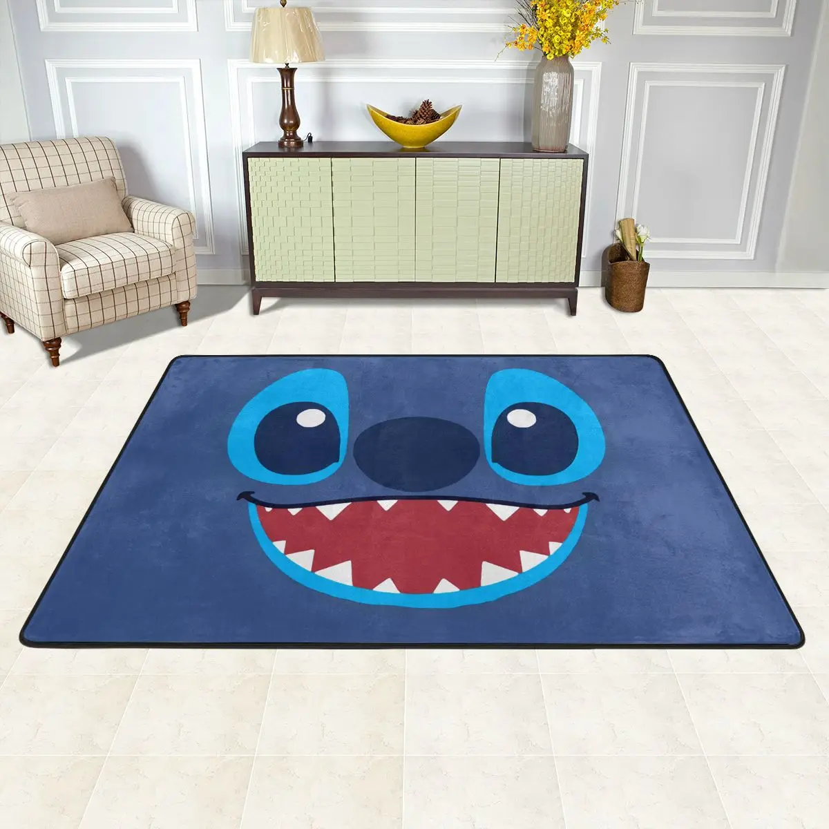 Stich Face Floor Carpets For Living Room Bedroom Bedside Carpet Velvet Retro Anti-Slip Kitchen Mat Home Decoration