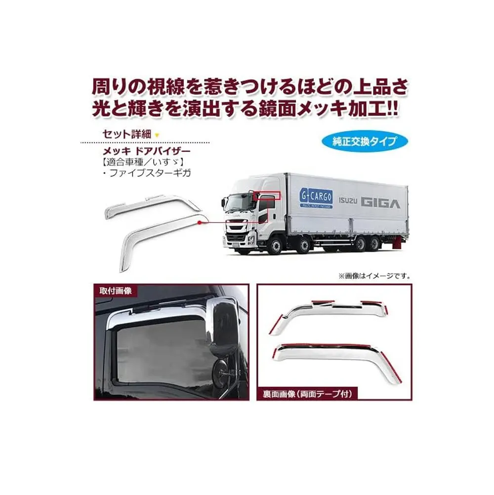 FDONG 1 Set 2 Pcs Chrome Sun Visor for ISUZU GIGA 2017