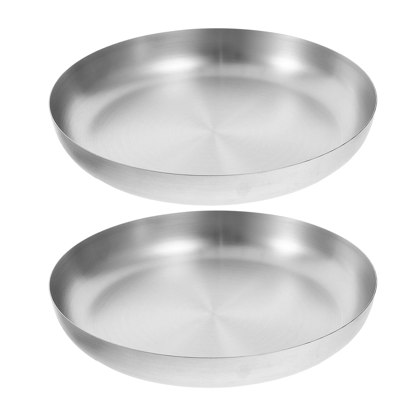 

2pcs Stainless Steel Snack Plate Elegant Design Easy Clean Portable Lightweight Serving Tray Barbecue Camp 201 Circle