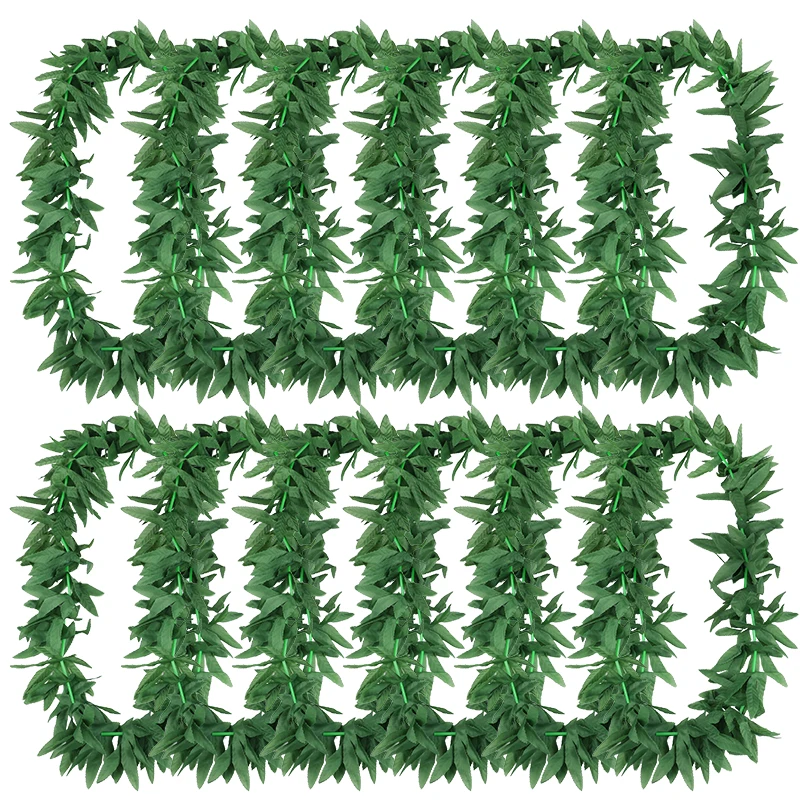 1/4Pcs Hawaiian Artificial Leaf Wreath Green Leaves Headband Bracelets Necklace Summer Beach Birthday Wedding Party Decorations - view 3