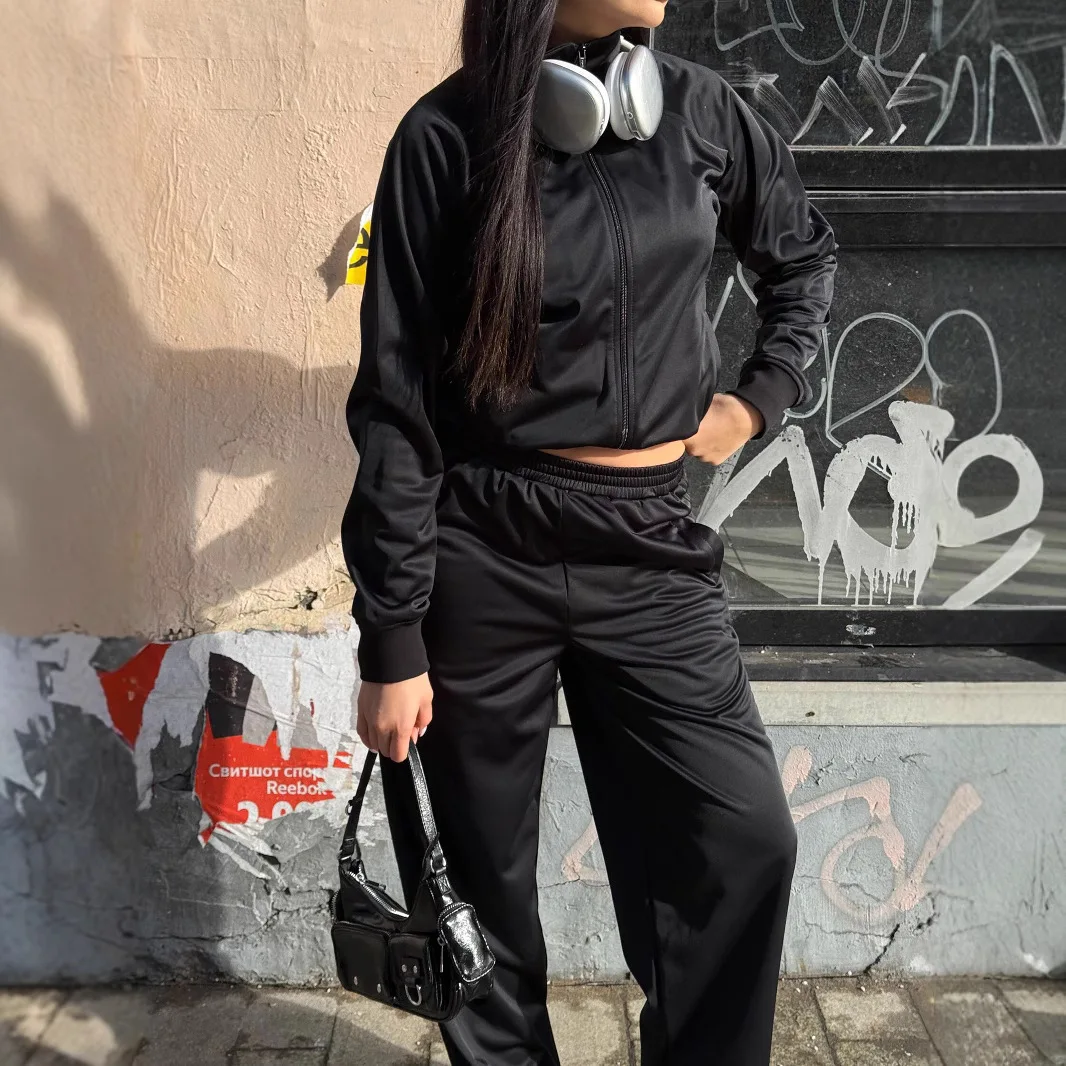 Women Street Style Casual Sports Jacket Pants Set 2 Piece Track Suit