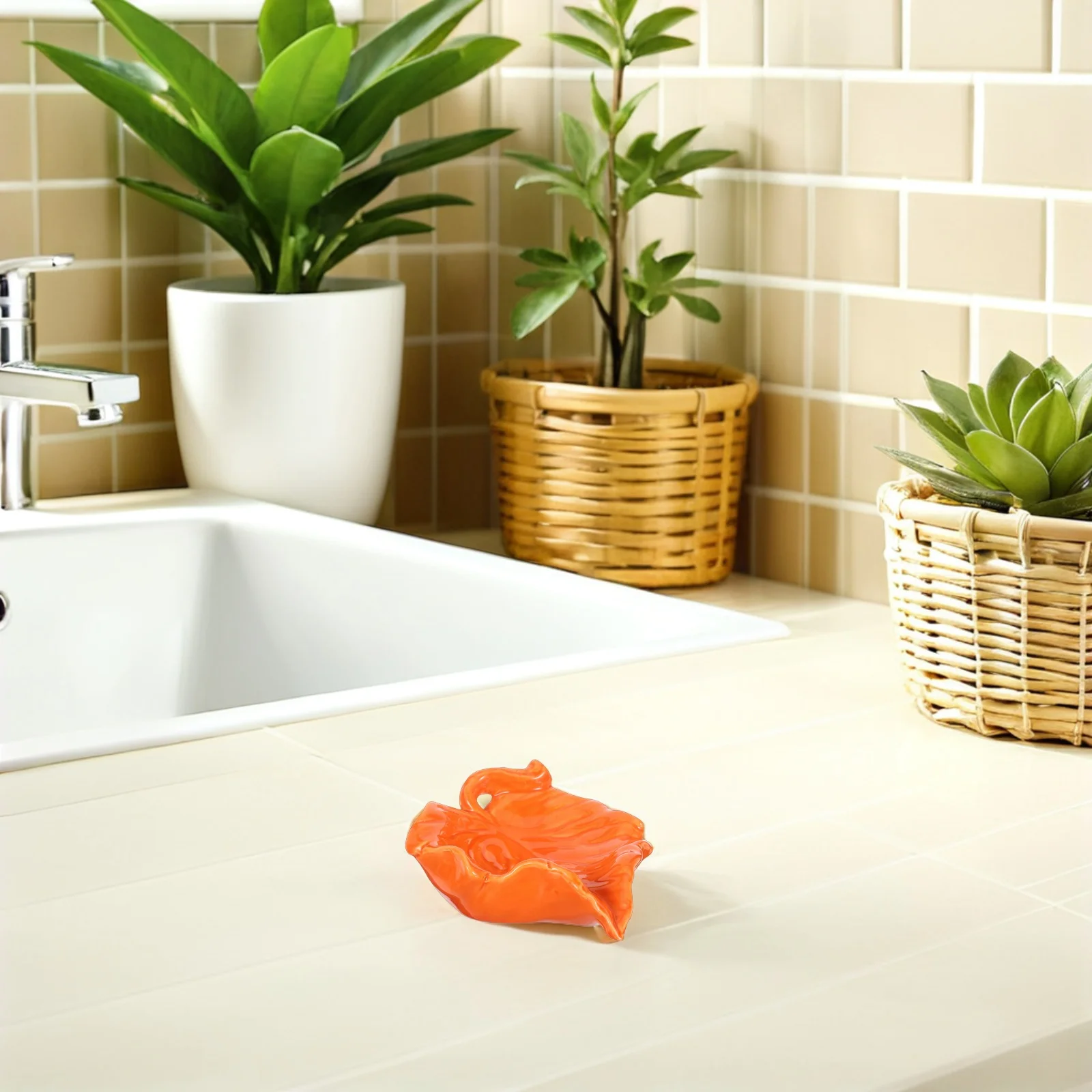 

Shape Ceramic Soap Dish Self Draining Bar Soap Saver Plate for Shower Bathtub Countertop Organizer Functional Sink