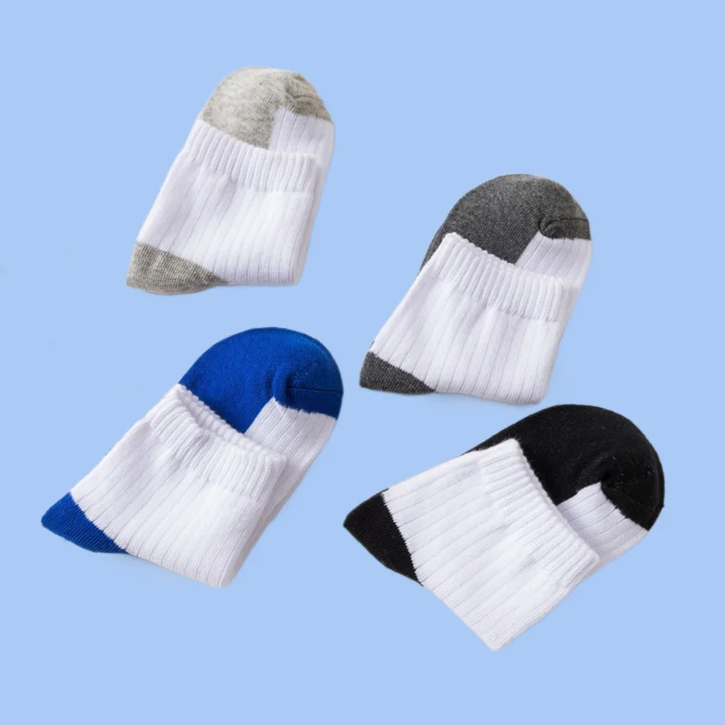 Chaussettes blanches en coton pour hommes et enfants, mi-bas et grands, étudiants, garçons, 10-12 ans, printemps, automne, été, 5/10 paires