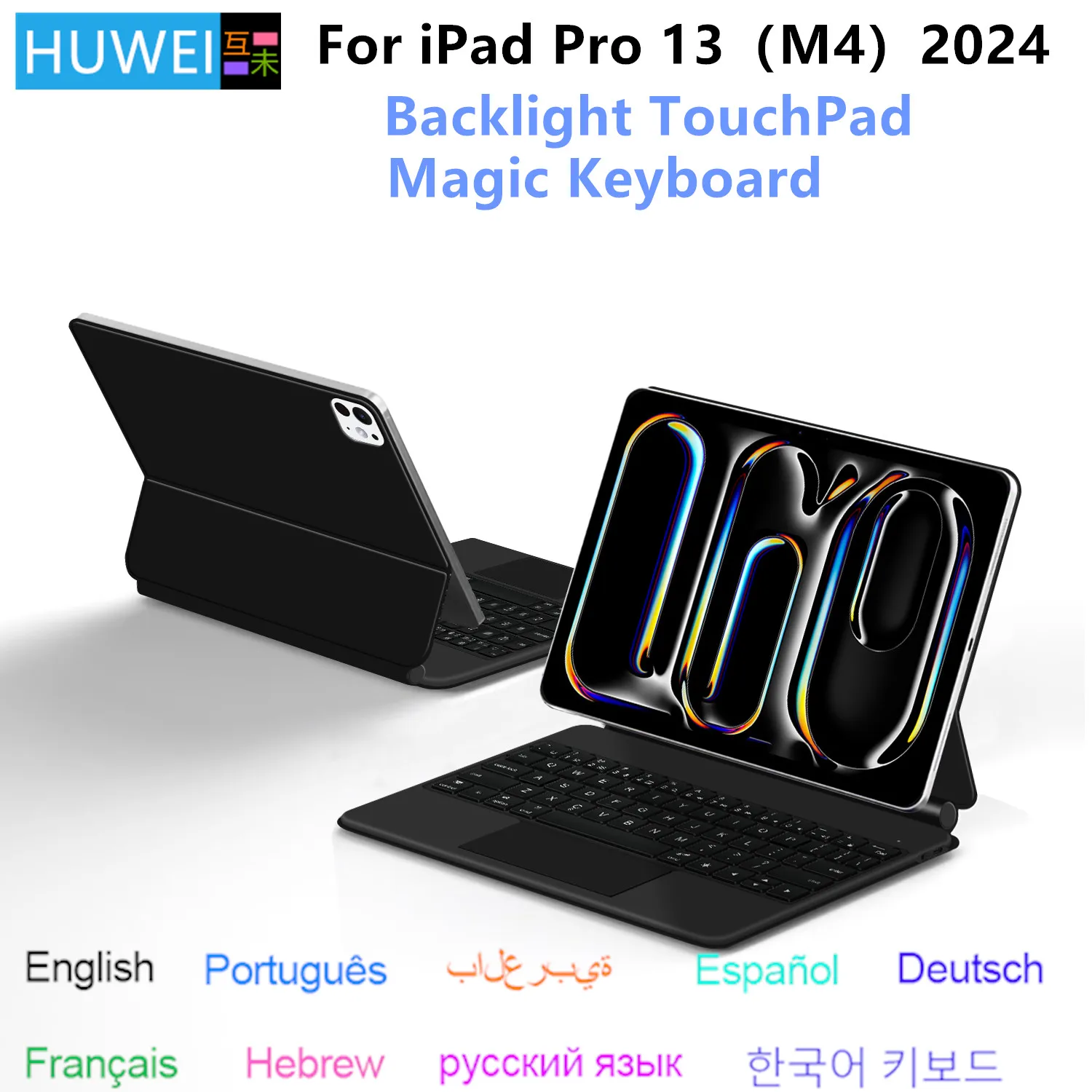 

Magic Keyboard Folio for New iPad Pro 13 2024 iPad Pro 13 inch M4 Smart Magnetic Case Backlight Touchpad Keypad Multi-Language