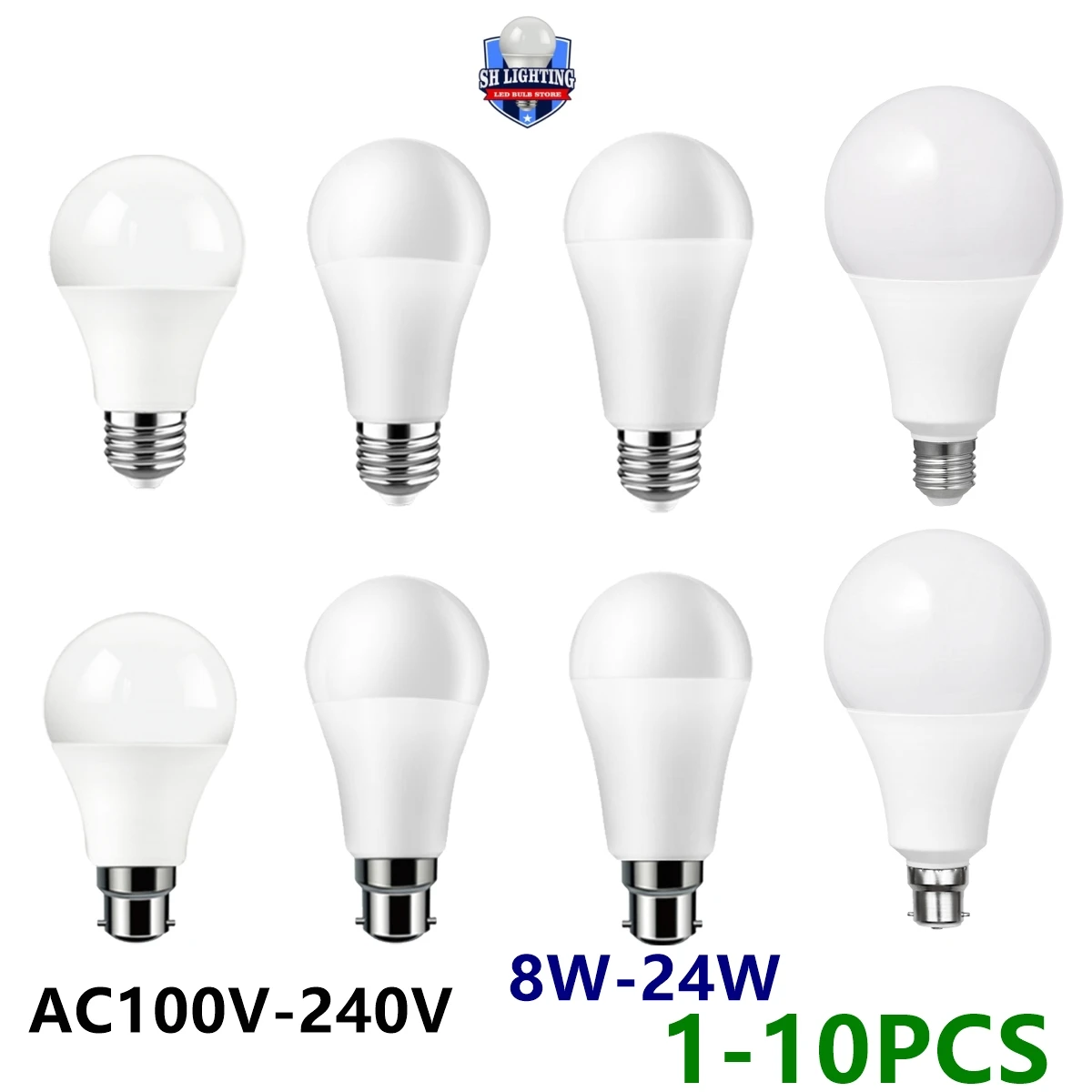 

Factory direct LED bulb full voltage AC110V AC220V 8W-24W B22 E27 high lumen without flicker 3000K/4000K/6000K warm white light