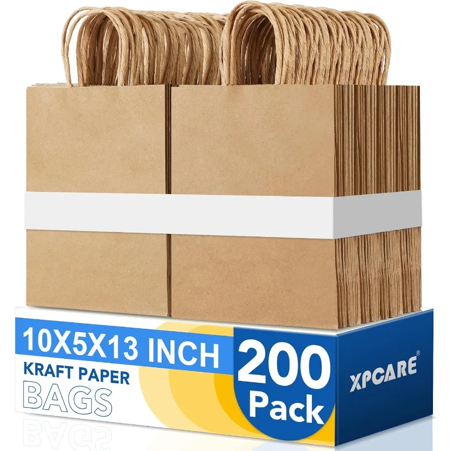 

Lar rown Paper ags 200 Packs 10x5x13 Inc Gift ags wit andles ulk Paper ag wit andles Retail Kraft Paper ag rown Gift ags for We