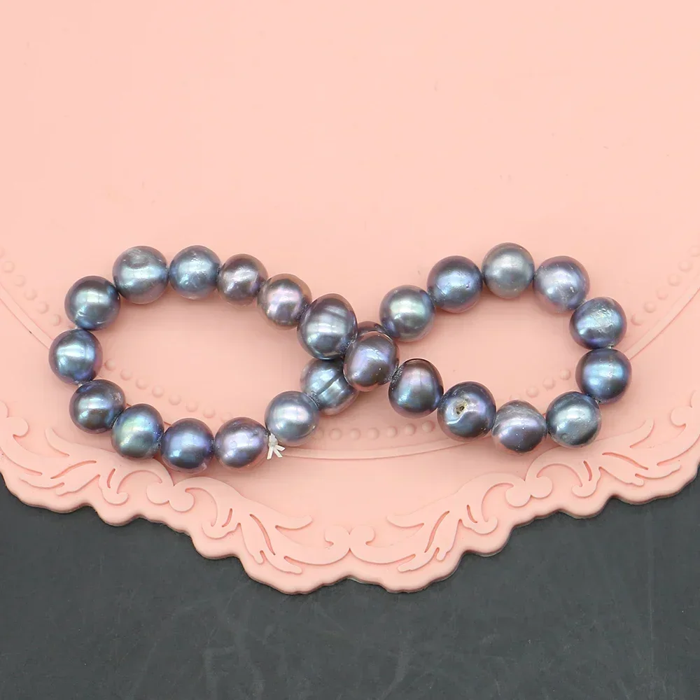 Natural Freshwater Baroque Round High-Color-Value Colored Straight-Hole Pearl Bracelet 20cm for Parties Gifts and Souvenirs