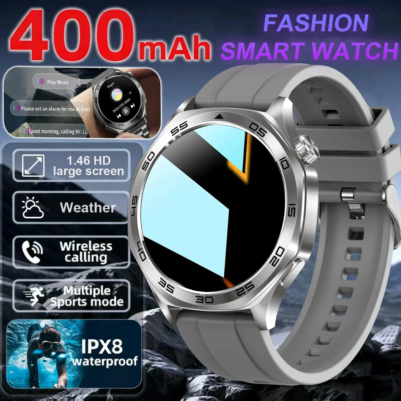 

2025 New Outdoor Watch 5 Smartwatch Mens HD AMOLED screen Heart Rate Bluetooth Talk IP68 Waterproof Mens Smartwatch for Android