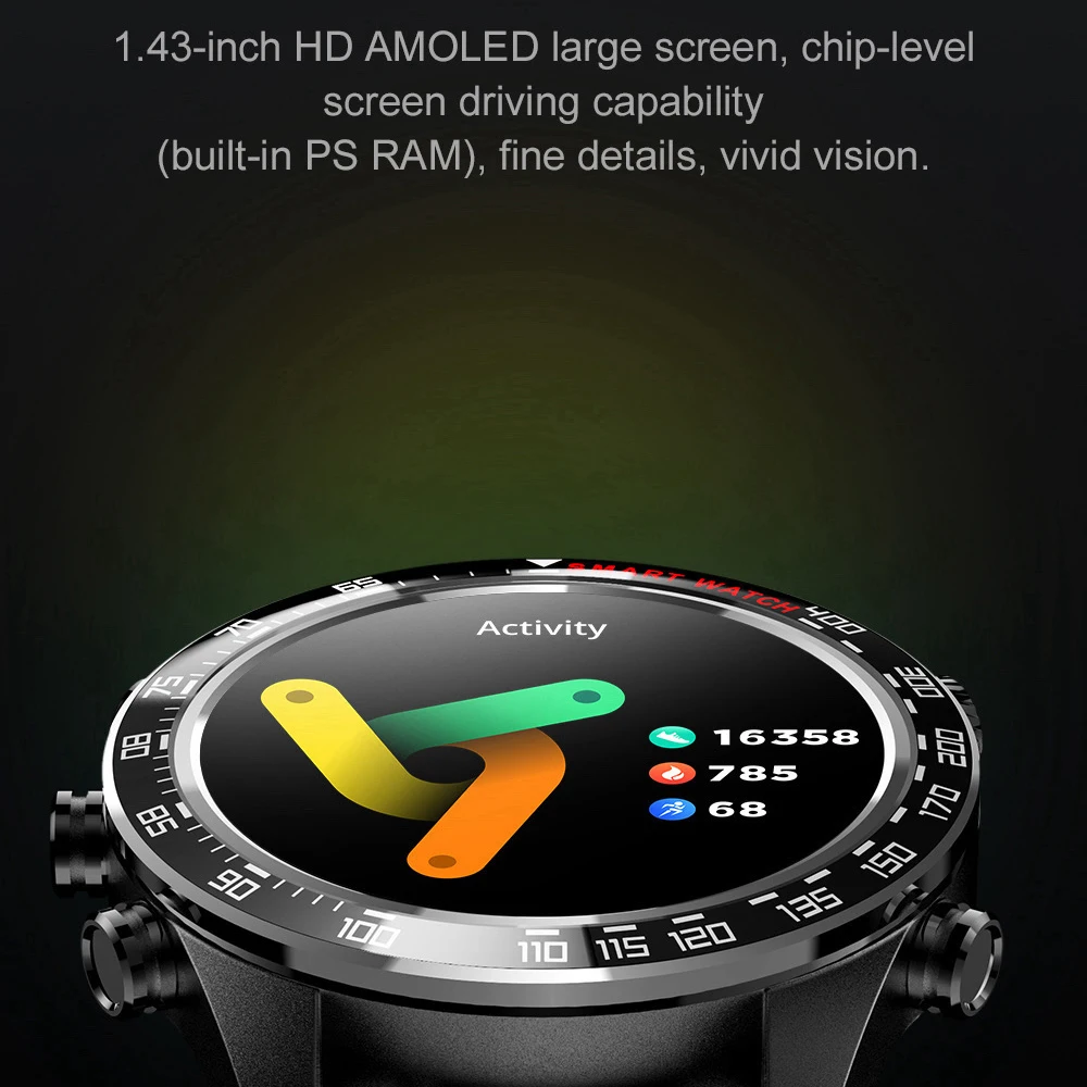 400Mah في الهواء الطلق الرجال AMOLED شاشة بلوتوث دعوة Smartwatch AOD دائما على عرض الرياضة الموسيقى مقاوم للماء الصحة ساعة ذكية