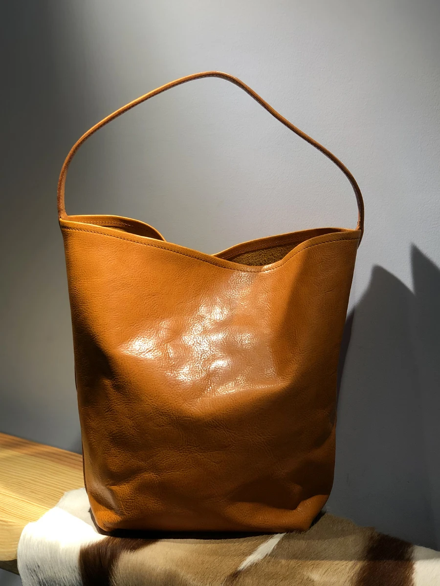 Vegetable Tanning Leather Women Bag Shoulder Bag Female Large Capacity Tote Bag Vintage Leather Big Handbags