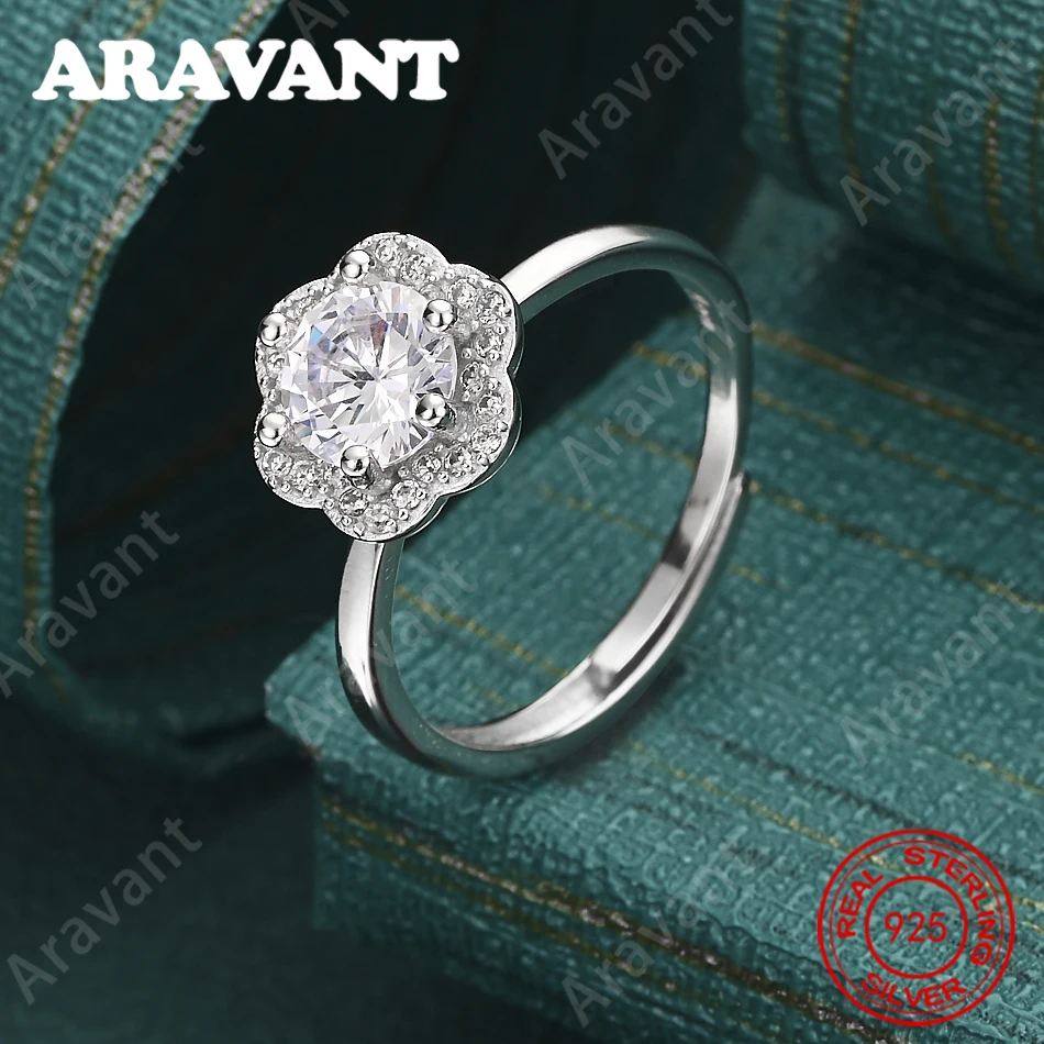925 Sterling Silber Verstellbarer Ring mit Blumenmuster und Diamant-/Zirkonia-Besatz; Einfaches und elegantes Alltagsaccessoire für Frauen.